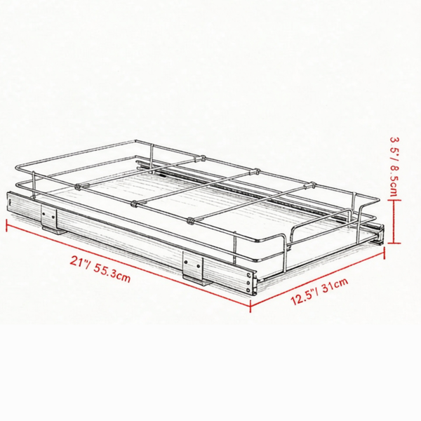 11“Wx21”Dx2.5“H拉出式橱柜收纳器，用于水槽下的重型滑出式餐具架（适用于13.5“Wx22”Dx7“H橱柜）-4