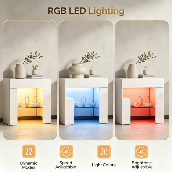 白色 密度板 UV 156*35*40cm 双抽 桌面截断 带RGB 电视柜 LTS0WP-4