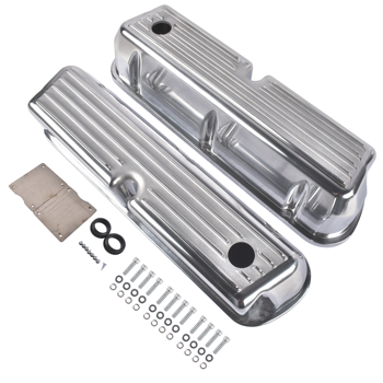 气门室盖 Set of 2 Tall Valve Covers Ball‑Milled Polished Replacement for Ford SBF 260‑351W Engines
