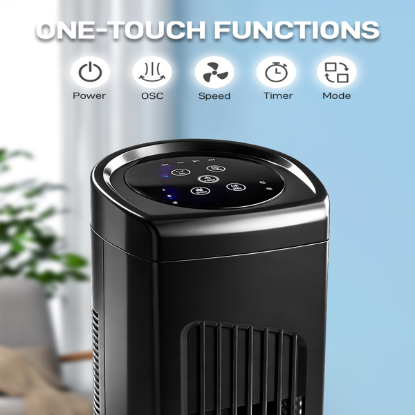 美规 RTW-AR 塔扇 110V 45W 32英寸 柱形塔扇 触控 带遥控  塑料机身 铜电机 黑色 3档 3种模式 可摇头 7.5小时定时 家用-5