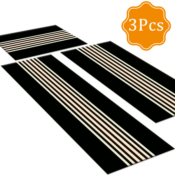 三件套厨房地毯，防滑可水洗，抽象图案厨房走廊地毯，柔软舒适，适用于水槽、地板、入口、走廊和浴室。-2