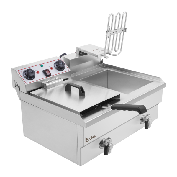 英规 IEF-102V 220.00V 6000W 24.9quart/23.6L 电炸锅 银色 不锈钢 水龙头双缸-2