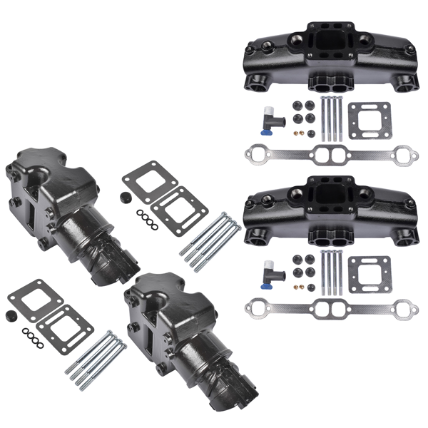 排气歧管 4pcs Manifold&Riser Kit 44354 860246 Fit for MerCruiser Wet Joint V6 V8 Early 80s-02-6