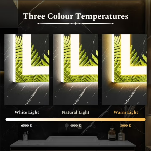24×36 英寸防雾 LED 浴室镜，双光源、三种灯光模式，白色-6