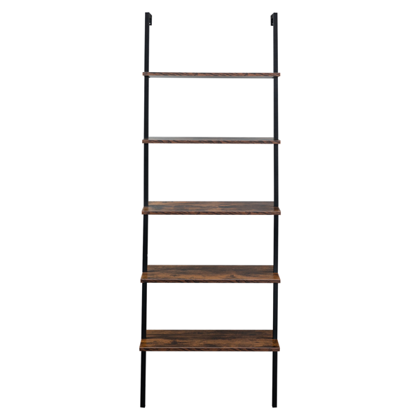 5层靠墙固定密度板铁框展示架 60*30*180cm 复古棕色+黑色框架-2