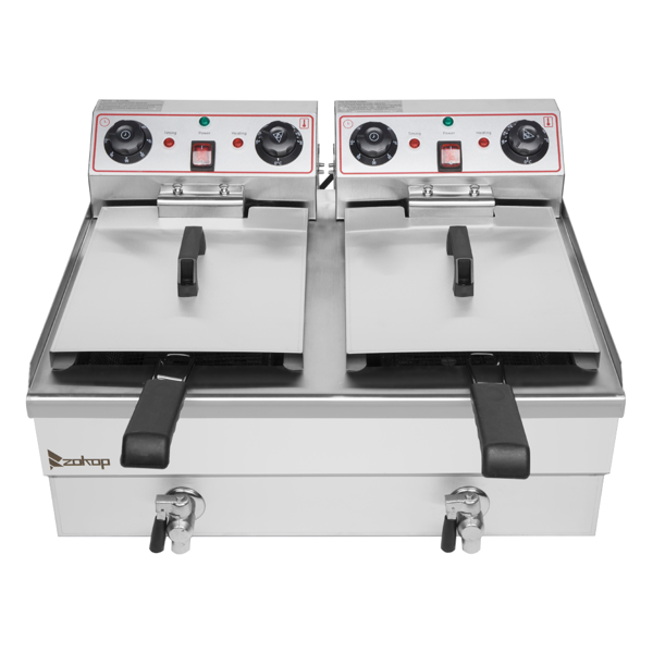 英规 IEF-102V 220.00V 6000W 24.9quart/23.6L 电炸锅 银色 不锈钢 水龙头双缸-27