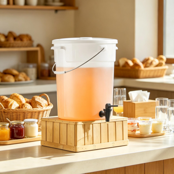 2包5加仑塑料饮料分配器，带龙头和盖子，适用于冰茶、柠檬水、果汁和水的大型饮料分配器，非常适合聚会、餐厅和酒店