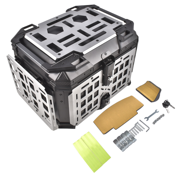 铝合金车尾箱 Aluminum Alloy 45L Motorcycle Tail Box w/Double Lock System Titanium w/Black Backrest-4
