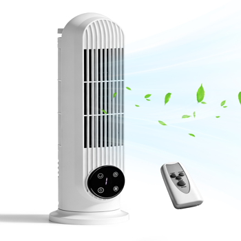 美规 RTW-CR 塔扇 110V 25W 16英寸 迷你柱形塔扇 触控 带遥控  塑料机身 铜电机 白色 家用 3档 可摇头 9小时定时 落地壁挂两用款