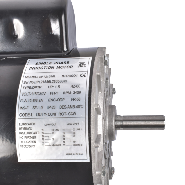 空气压缩机电机 Air Compressor Motor 1.5 HP 1 Phase 3450 RPM 56 Frame 115/230 V 60 HZ CCW-9