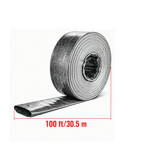 1-1/2“x 105'PVC平放排水软管，重型，带夹具，防风雨和防爆，蓝色，用于游泳池和输水-5