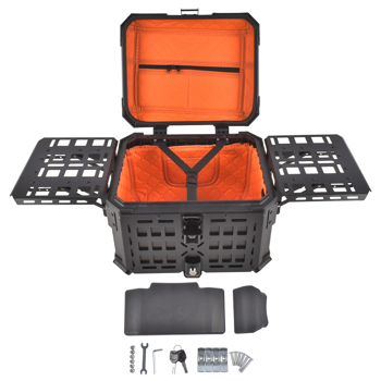 铝合金车尾箱 45L Motorcycle Trunk Top Case, Aluminum Alloy, Integrated Backrest, Double Lock