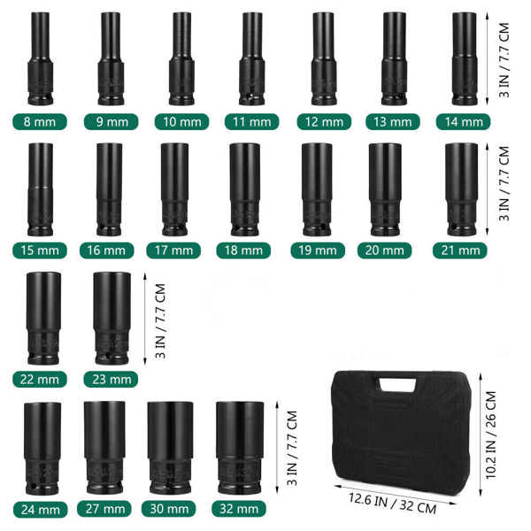 20pcs冲击套筒工具套装1/2英寸公制8-32mm-4