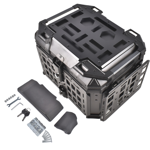 铝合金车尾箱 45L Motorcycle Trunk Top Case, Aluminum Alloy, Integrated Backrest, Double Lock-7