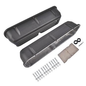 气门室盖 2x Tall Black Valve Cover Kit  Replacement for Ford SBF 289 302 351W 1962‑1985 Black Aluminum