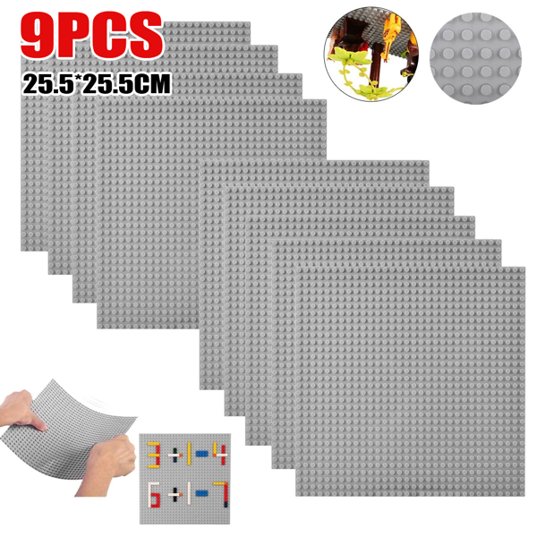 9pcs积木25.5*25.5CM底板科教配件玩具乐高底板积木墙底座-多色的-4