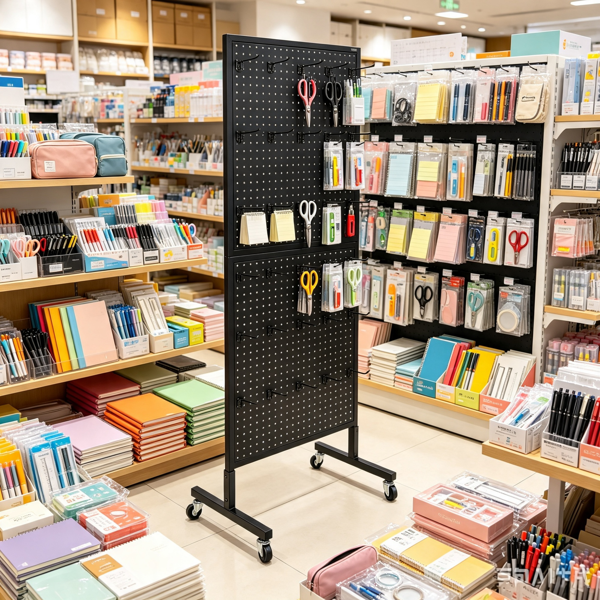 23.6 x 63英寸立式钉板展示架，带30个挂钩，适用于杂货店和珠宝店-6