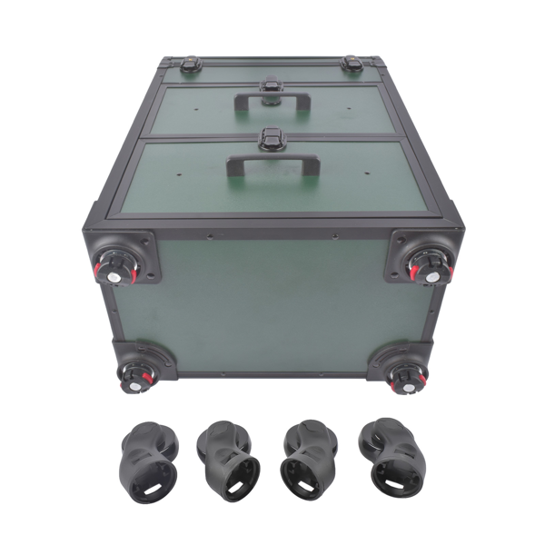 A1-万向轮拉杆美甲纹绣化妆箱 Portable 3-Tier Rolling Makeup Case with Universal Wheels for Makeup, Nail Art, Hair Styling Tools Storage (Dark Green + Black)-5
