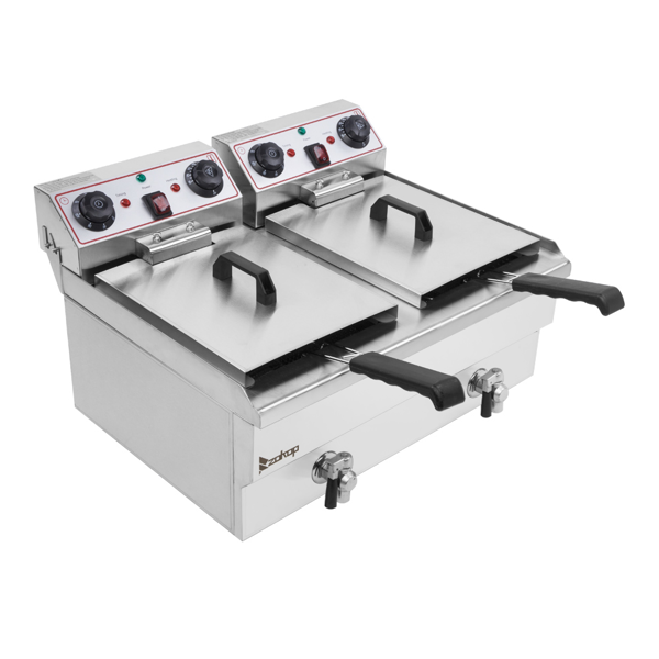 英规 IEF-102V 220.00V 6000W 24.9quart/23.6L 电炸锅 银色 不锈钢 水龙头双缸-10