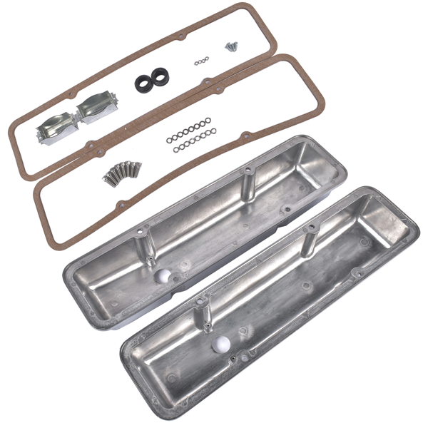 气门室盖 Aluminum Short Finned Valve Covers w/Gaskets Fit for 1958-1986 Chevy SBC 283-400-3