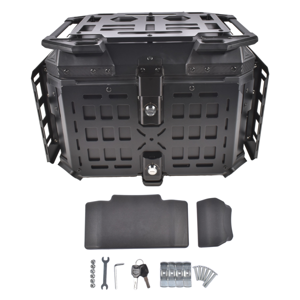 铝合金车尾箱 45L Motorcycle Trunk Top Case, Aluminum Alloy, Integrated Backrest, Double Lock-3