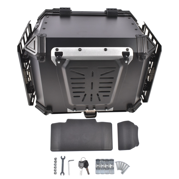 铝合金车尾箱 45L Motorcycle Trunk Top Case, Aluminum Alloy, Integrated Backrest, Double Lock-2