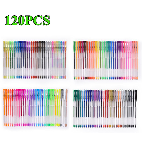 120色pp装彩色中性笔儿童水彩120色套装荧光笔闪光笔粉彩凝胶笔-2