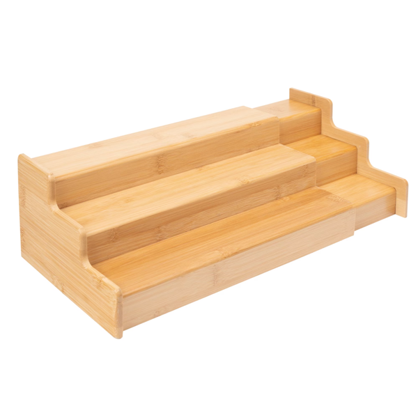 可伸缩竹制调料收纳架，三层，12.91‑22.4×7.67×4.4 英寸-4