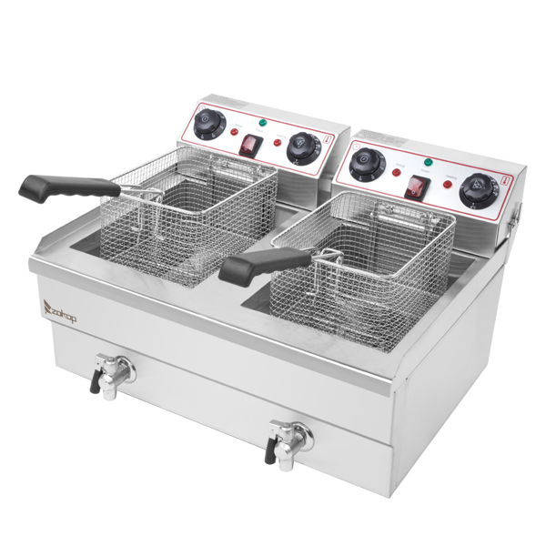 英规 IEF-102V 220.00V 6000W 24.9quart/23.6L 电炸锅 银色 不锈钢 水龙头双缸-8