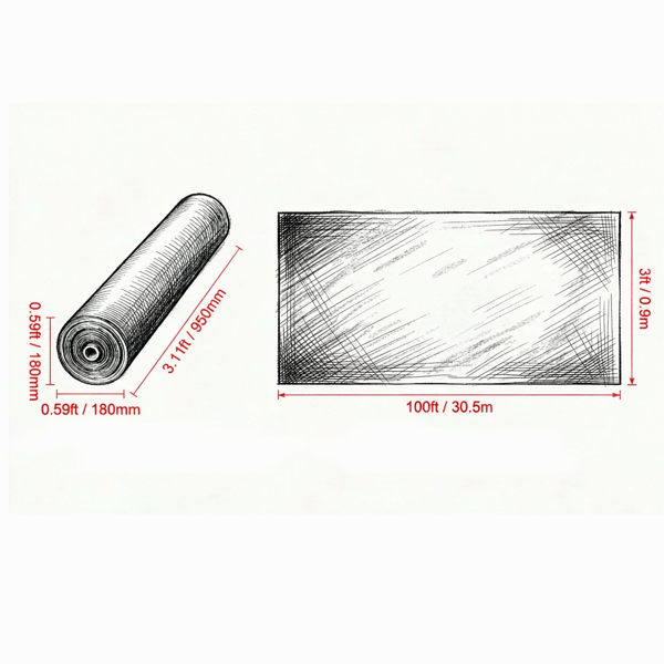 3x100FT车道织物，4OZ无纺布景观杂草屏障，用于法国排水沟-3