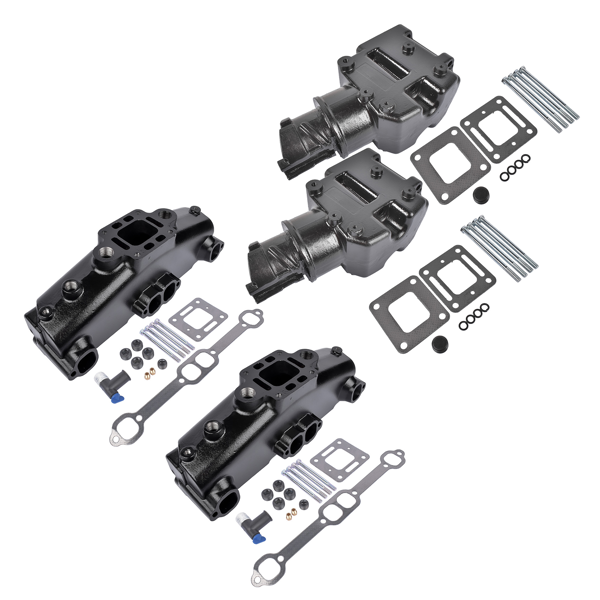 排气歧管 4pcs Manifold&Riser Kit 44354 860246 Fit for MerCruiser Wet Joint V6 V8 Early 80s-02-1