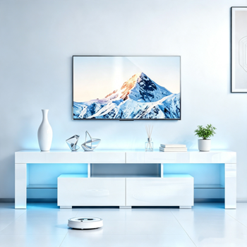 白色 密度板 UV 156*35*40cm 双抽 桌面截断 带RGB 电视柜 LTS0WP