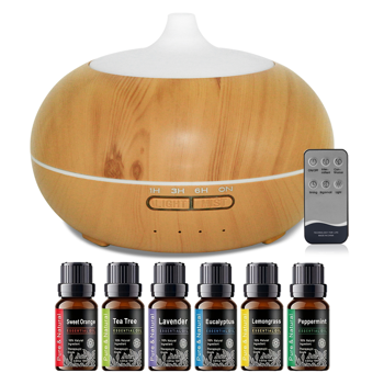 550 毫升精油香薰机，超声波雾化香薰仪；配备七色氛围灯，缺水自动停机，适用于居家、卧室、宠物房 —— 浅黄款