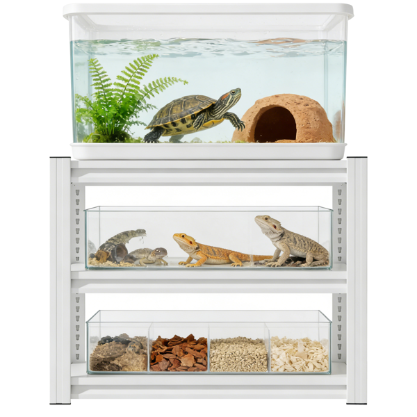 20-30加仑鱼缸架 - 金属水族箱架，34英寸宽 x 18英寸深 x 31英寸高，可调节重型爬行动物缸架，可调节三层鱼缸架，适用于家庭办公室，不含鱼缸-11