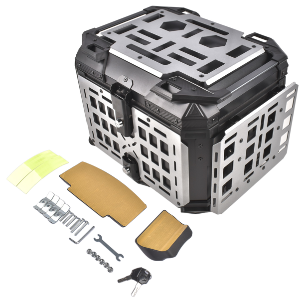 铝合金车尾箱 Aluminum Alloy 45L Motorcycle Tail Box w/Double Lock System Titanium w/Black Backrest-10