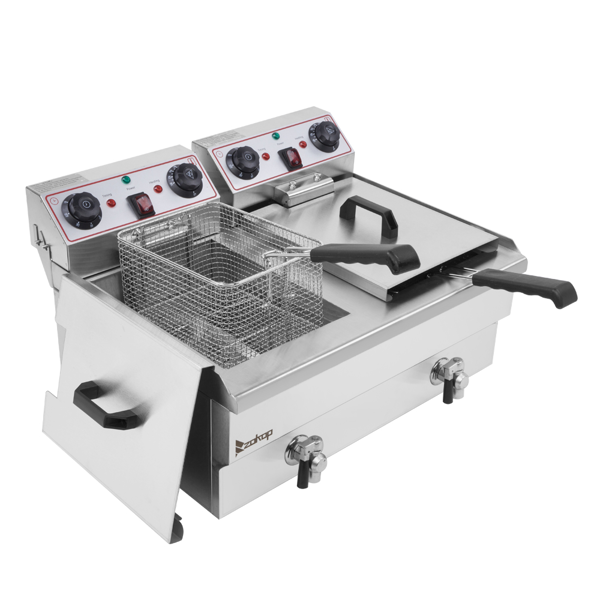 英规 IEF-102V 220.00V 6000W 24.9quart/23.6L 电炸锅 银色 不锈钢 水龙头双缸-15