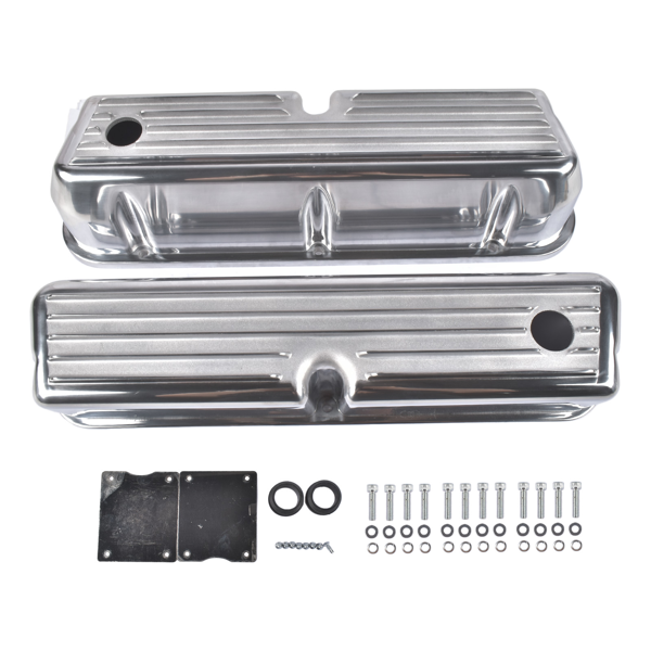 气门室盖 Set of 2 Tall Valve Covers Ball‑Milled Polished Replacement for Ford SBF 260‑351W Engines-6