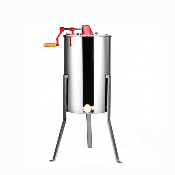 3架手动蜂蜜提取器，不锈钢养蜂蜂蜜旋转器，带可调节支架和盖子-2