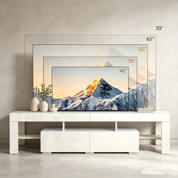 白色 密度板 UV 156*35*40cm 双抽 桌面截断 带RGB 电视柜 LTS0WP-2