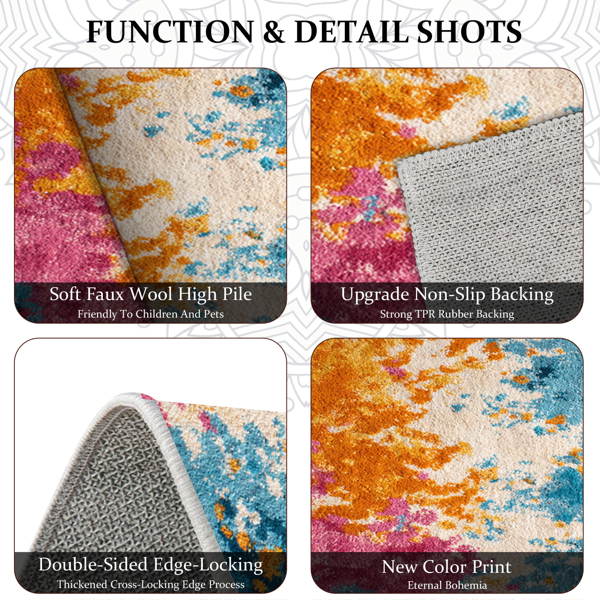 三件套厨房地毯，防滑可水洗，抽象图案厨房走廊地毯，柔软舒适，适用于水槽、地板、入口、走廊和浴室。-6