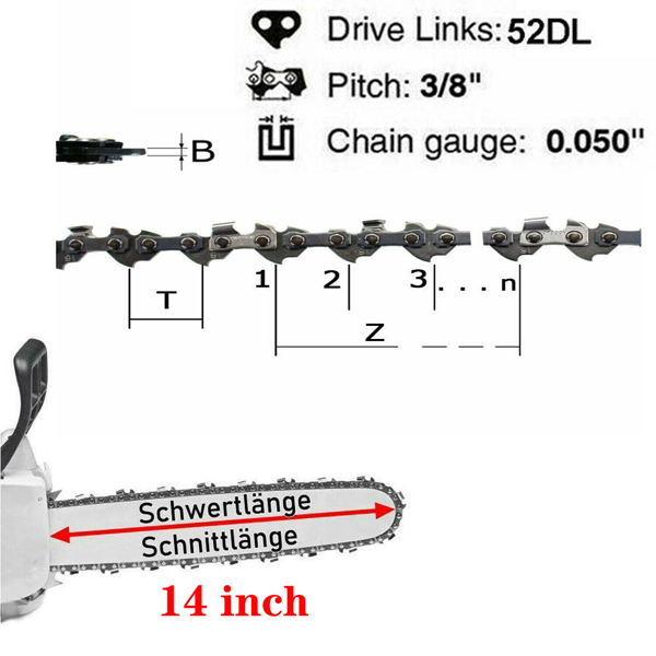 2pcs汽油锯电锯链条  3/8LP-52DL1.3mm 14寸普通电锯链条  适用于Dolmar StihlProfi-3