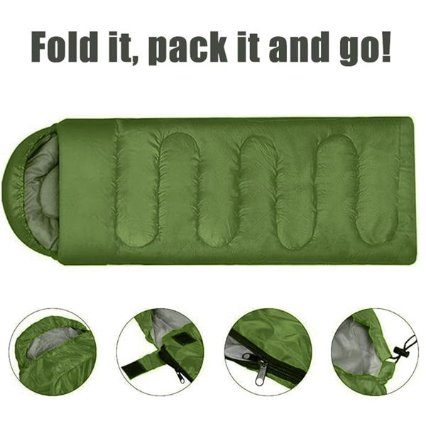 单人睡袋，四季睡袋，户外睡袋-军绿色-6
