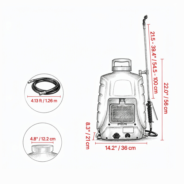 电池供电的背负式喷雾器，0-90PSI可调压力，12V 8Ah电池，8个喷嘴和2个魔杖，宽口盖，用于除草和清洁-3