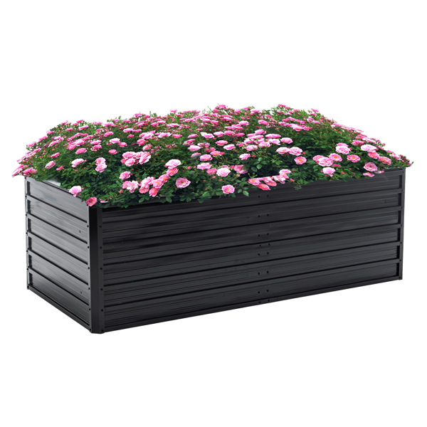 74.6×35.4×25.2 英寸高架种植床，金属加高种植箱，开放式排水底座，配备 4 根加固杆，防锈钢材 —— 适用于蔬菜、花卉、香草、多肉植物-12