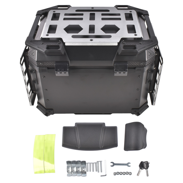 铝合金车尾箱 Aluminum Alloy 45L Motorcycle Tail Box w/Double Lock System Titanium w/Black Backrest-3