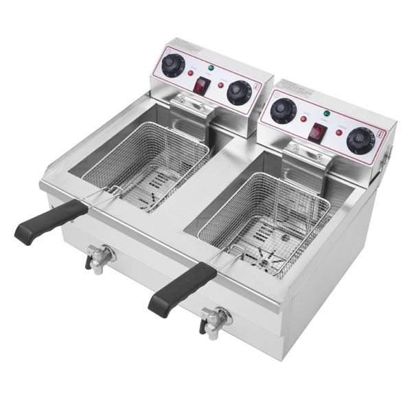 英规 IEF-102V 220.00V 6000W 24.9quart/23.6L 电炸锅 银色 不锈钢 水龙头双缸-9