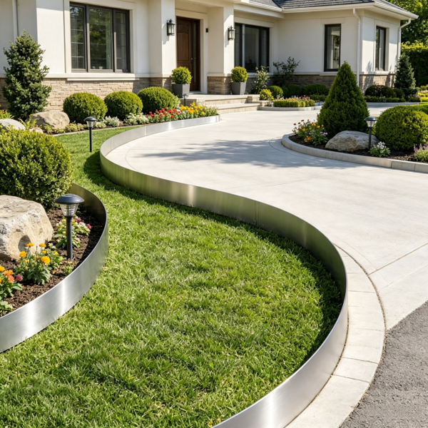 5件套钢制景观镶边（39x4英寸），可弯曲重型金属花园边框，用于花坛和小径-5