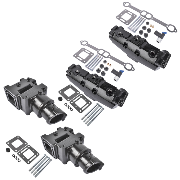 排气歧管 4pcs Manifold&Riser Kit 44354 860246 Fit for MerCruiser Wet Joint V6 V8 Early 80s-02-2