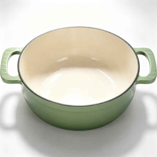 铸铁 6QT 烹饪锅具 渐变绿 含两个硅胶手套 珐琅锅-10