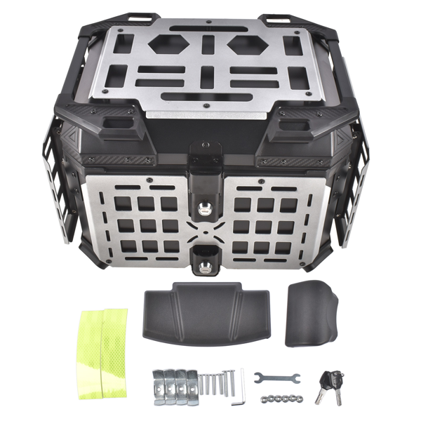 铝合金车尾箱 Aluminum Alloy 45L Motorcycle Tail Box w/Double Lock System Titanium w/Black Backrest-9